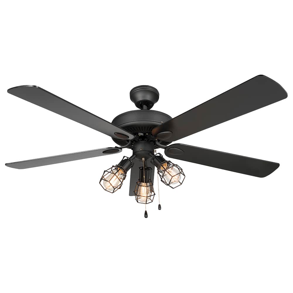 Retro Ceiling Fan Black 52 in.