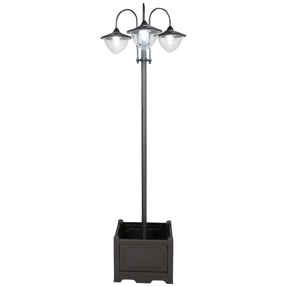 VERTUO 3-Head Solar Lampost Black