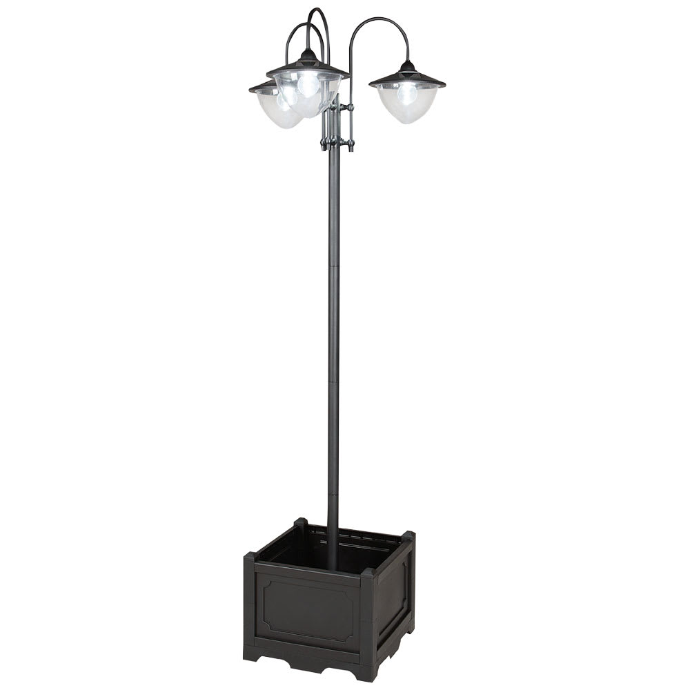 VERTUO 3-Head Solar Lampost Black