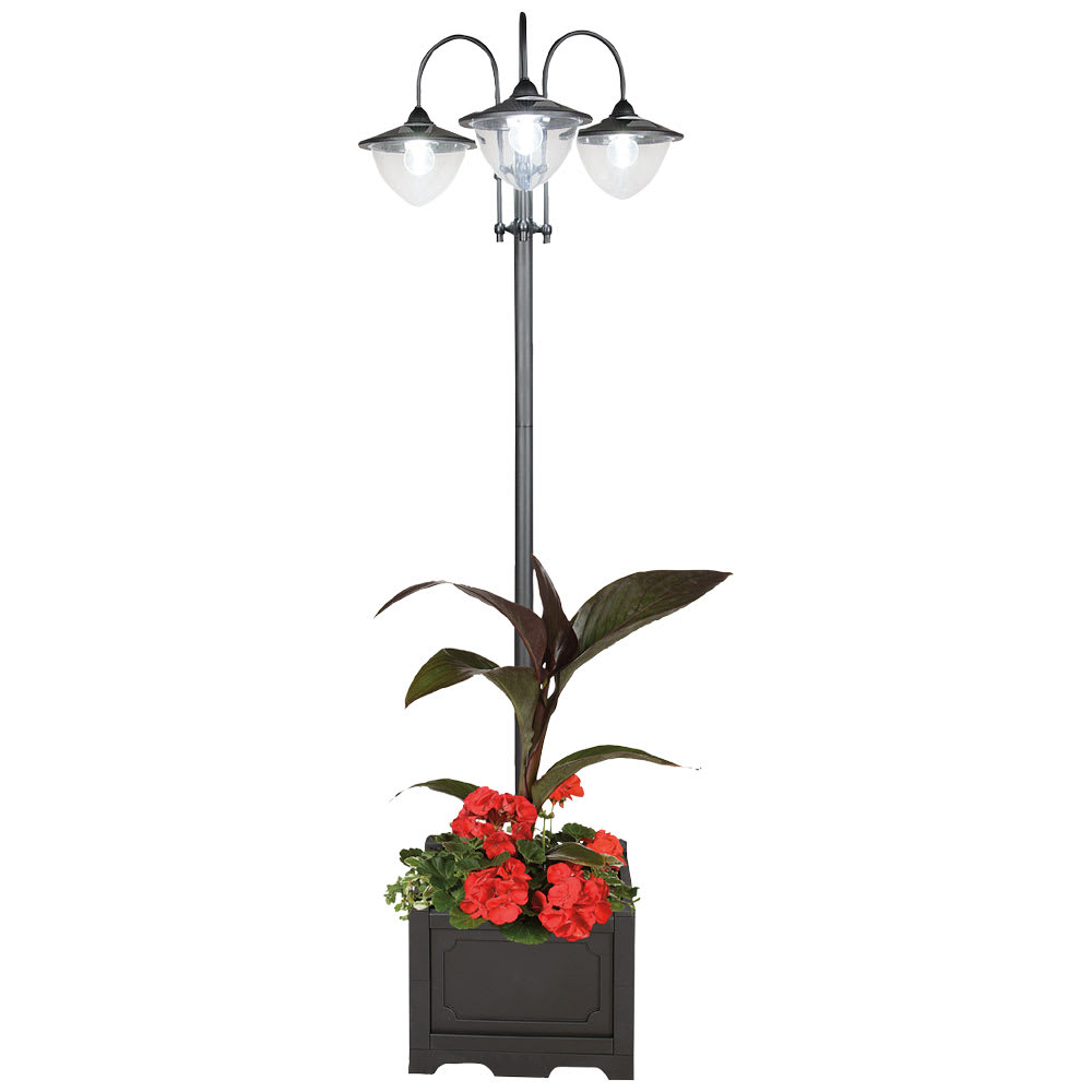 VERTUO 3-Head Solar Lampost Black