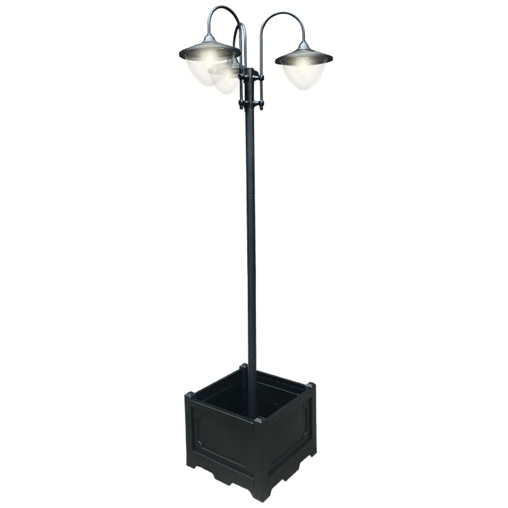VERTUO 3-Head Solar Lampost Black