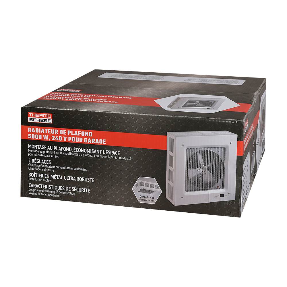 Chaufferette électrique pour plafond de garage 5&nbsp;000&nbsp;W / 240&nbsp;V