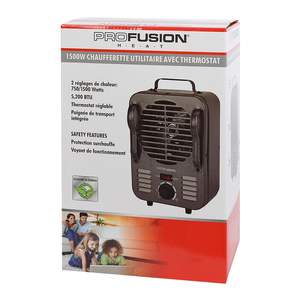 Chaufferette électrique d'appoint à air pulsé 750 W / 1 500 W