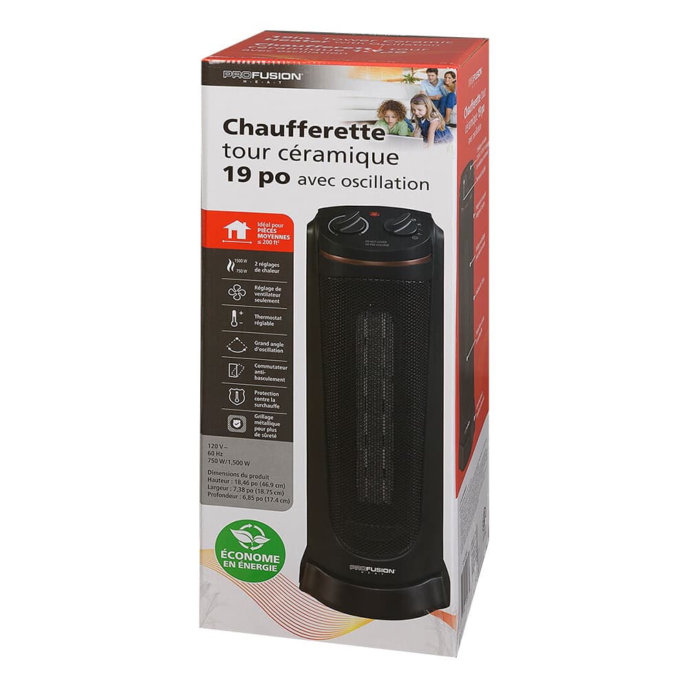 Electric Oscillating Ceramic Space Heater 750&nbsp;W&nbsp;/&nbsp;1500&nbsp;W