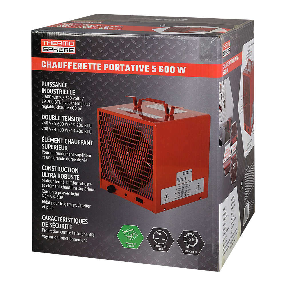 Chaufferette de construction électrique 5&nbsp;600&nbsp;W / 240&nbsp;V