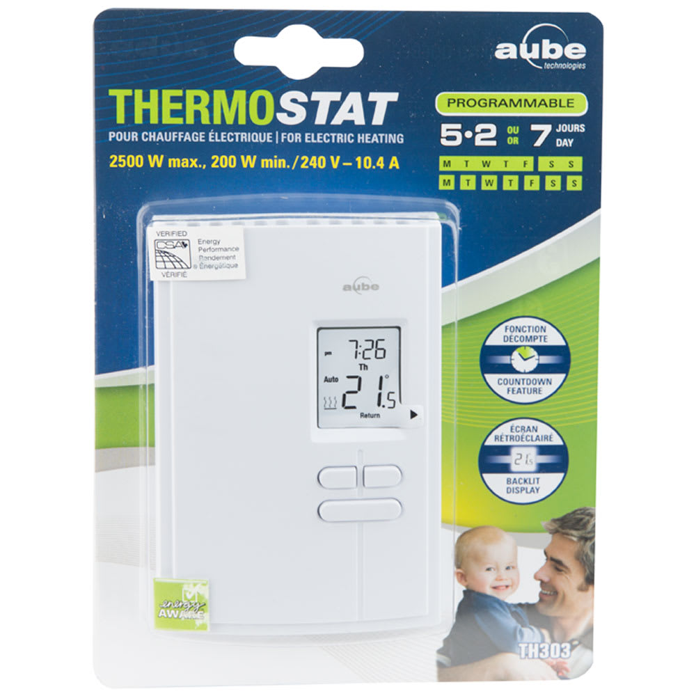 Thermostats électroniques programmables 2 500 W Pqt/2