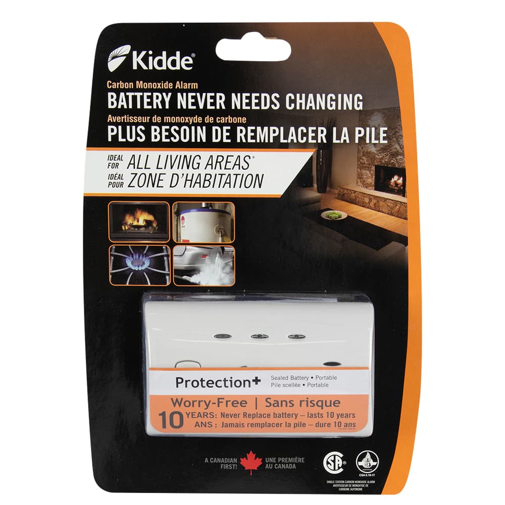 Avertisseur de monoxyde de carbone Sans-risque  pile scellée au lithium 10 ans