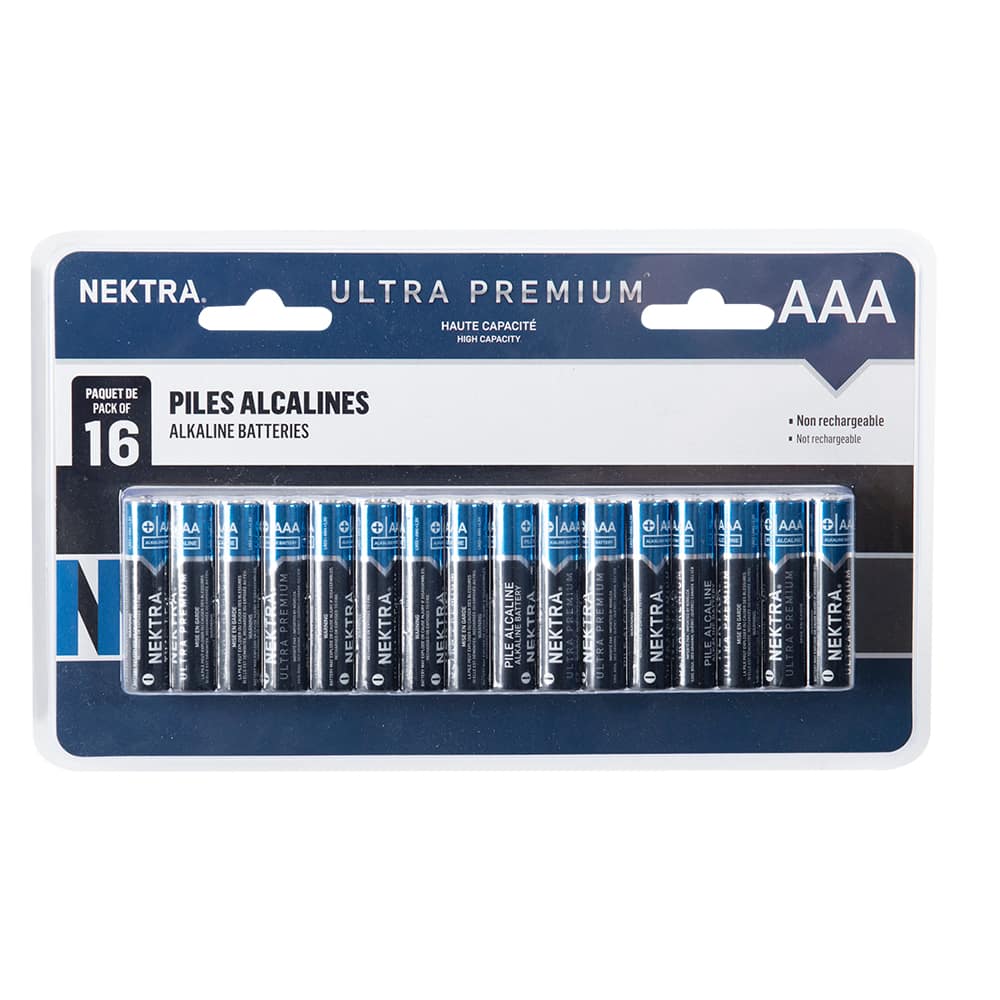 Piles alcalines Ultra Premium AAA Pqt/16 NEKTRA