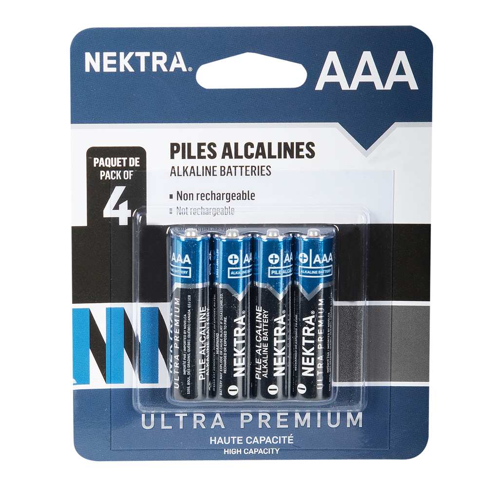 Piles Alcalines Ultra Premium AAA Pqt/4 NEKTRA