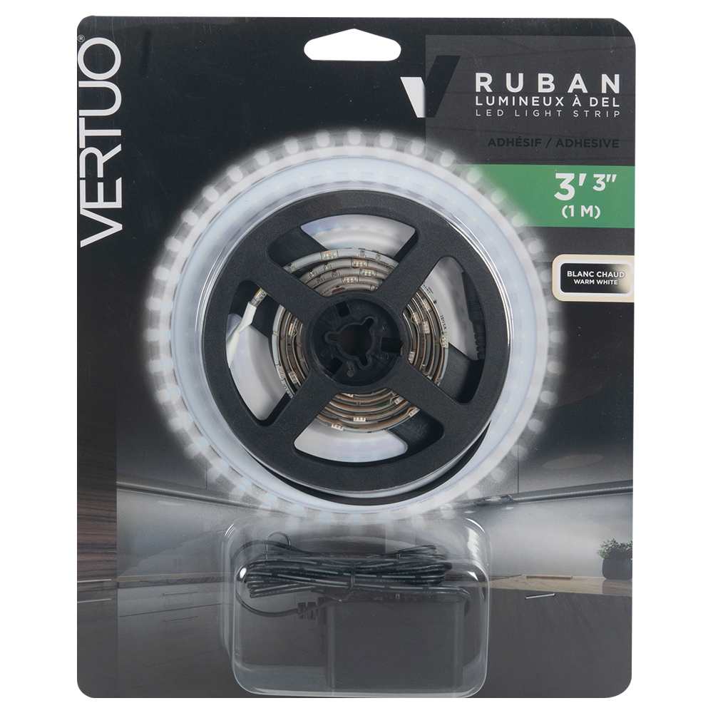 Ruban lumineux à DEL blanc chaud 3&nbsp;pi VERTUO