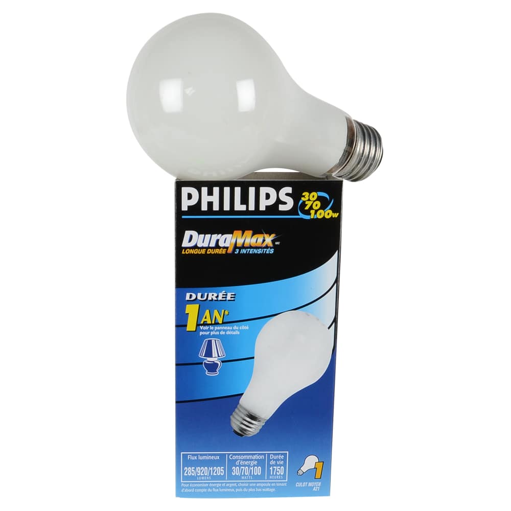 Ampoule incandescente à 3 intensités A21, 30/70/100 W