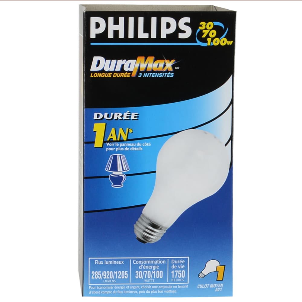 Ampoule incandescente à 3 intensités A21, 30/70/100 W