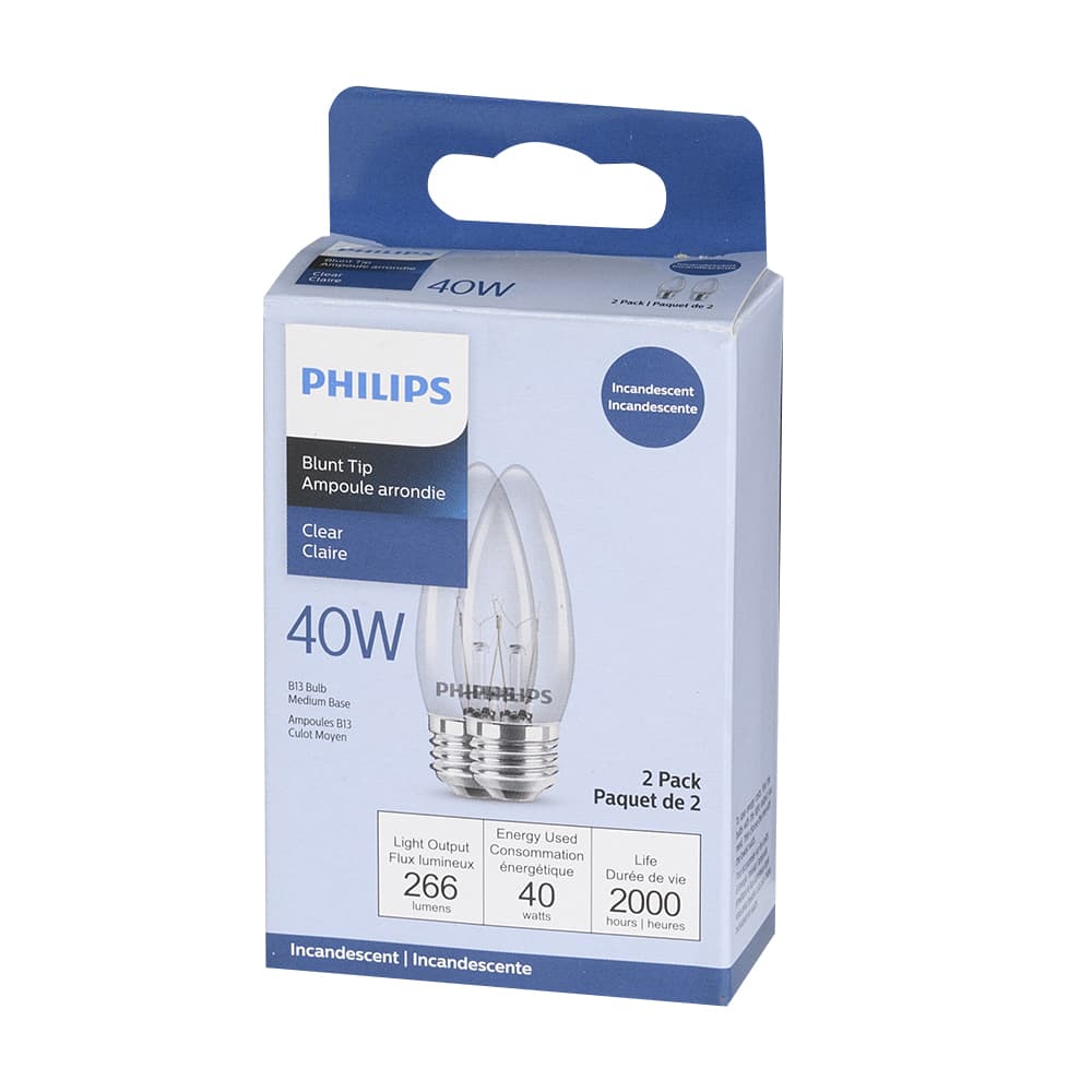 Ampoules chandelle incandescentes 40 W Pqt/2