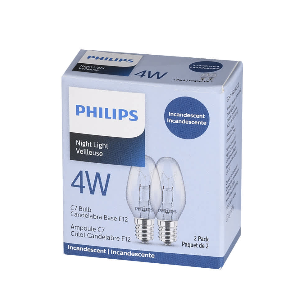 Ampoules incandescentes pour veilleuses C7, 4W Pqt/2