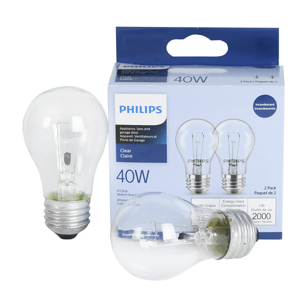 Ampoules incandescentes pour ventilateurs A15, 40 W Pqt/2