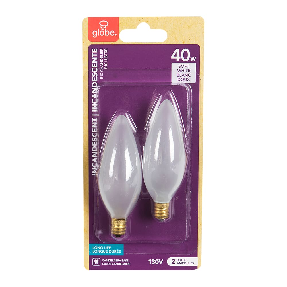Ampoules chandelle incandescentes 40 W Pqt/2