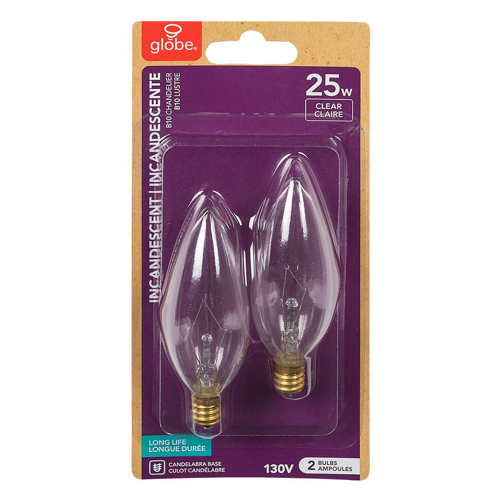 Ampoules chandelle incandescentes 25 W Pqt/2