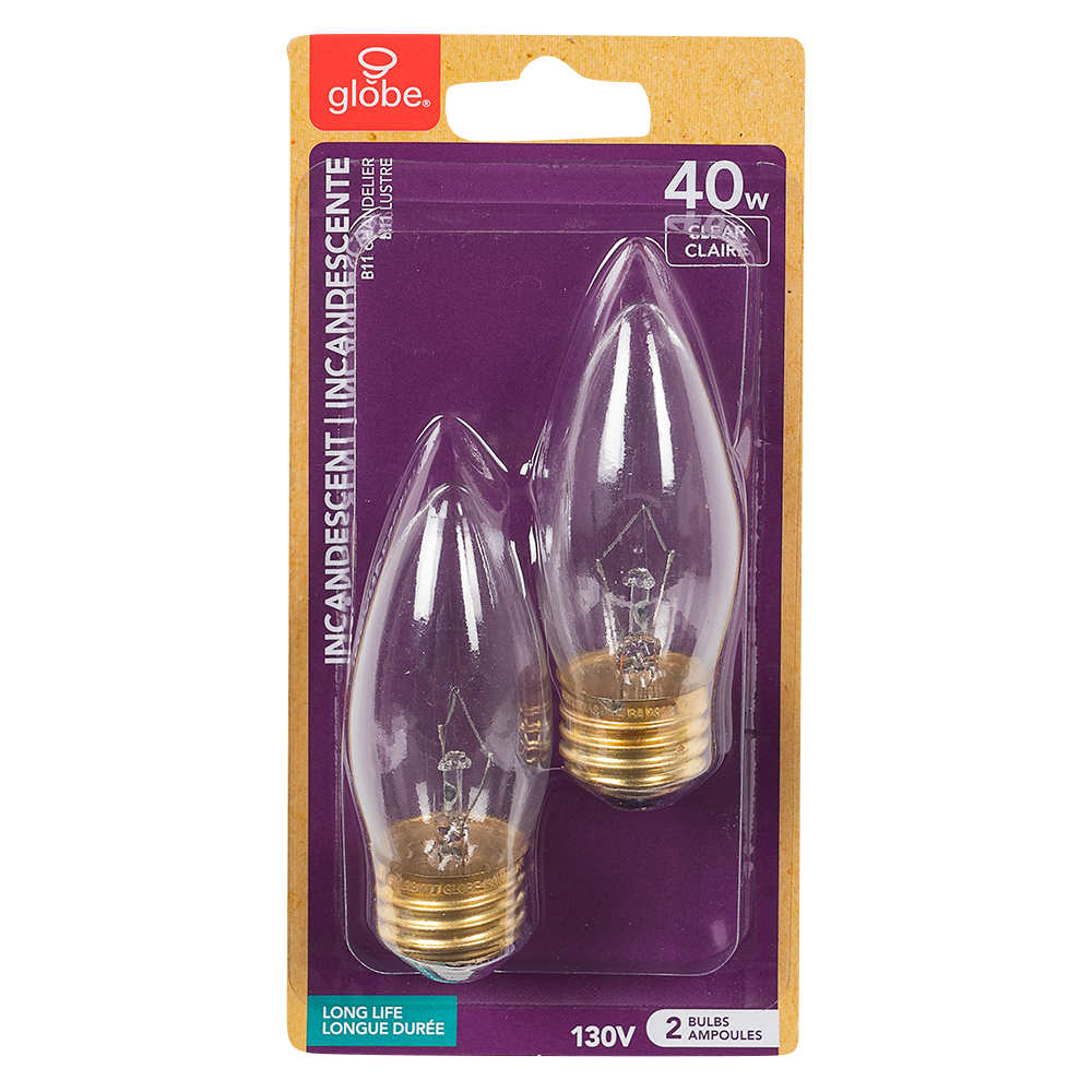 Ampoules chandelle incandescentes 40 W Pqt/2