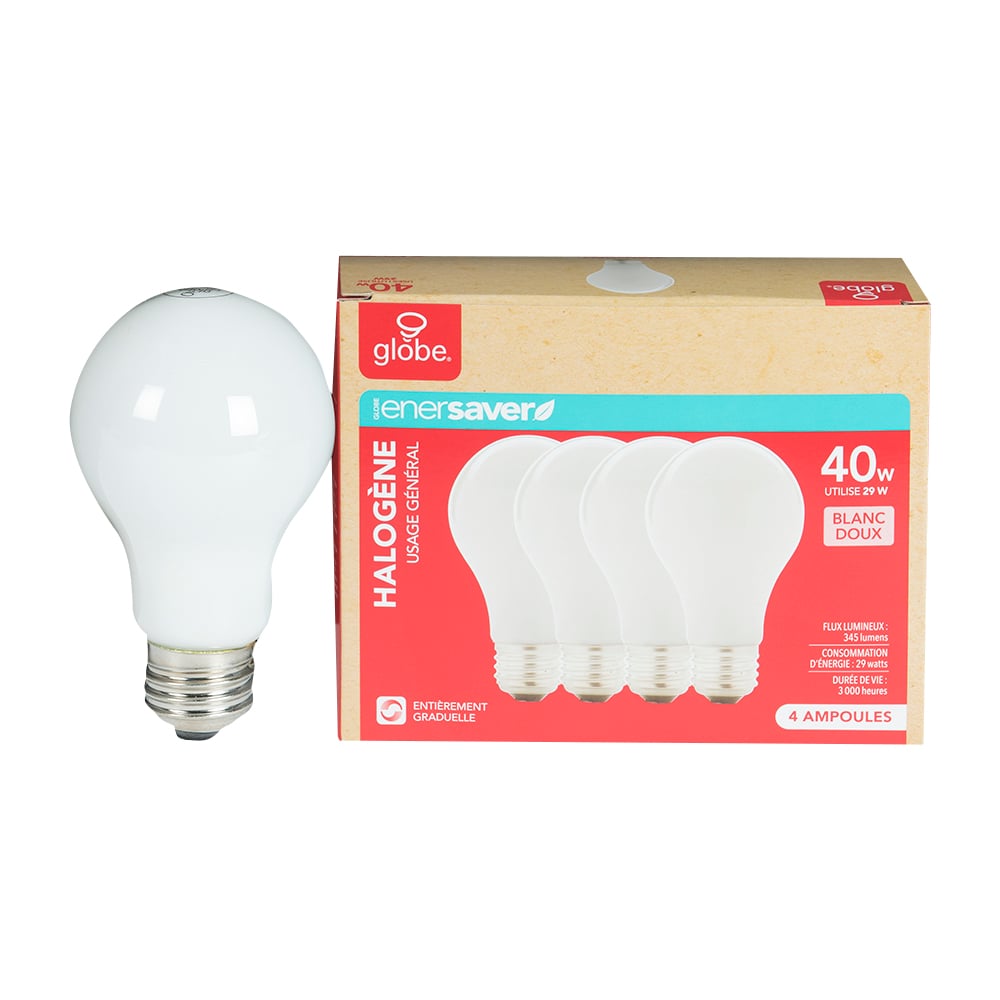 A19 Halogen Light Bulbs 29 W Pkg/4 Soft White