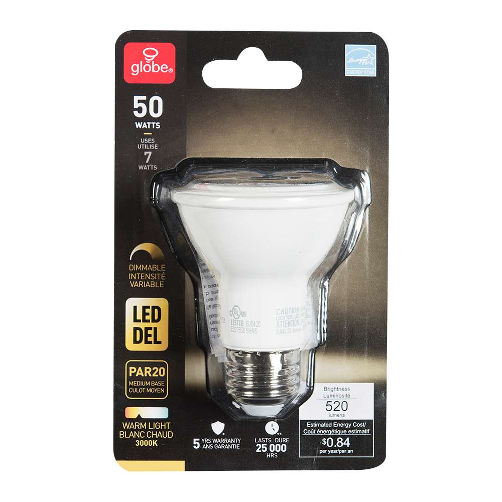 Ampoule-réflecteur DEL PAR20, 7 W