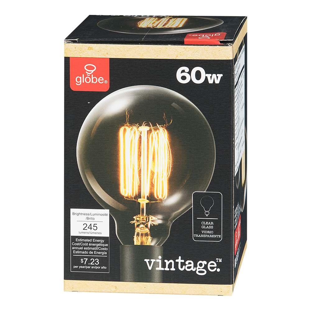 Ampoule incandescente Vintage G30, 60 W