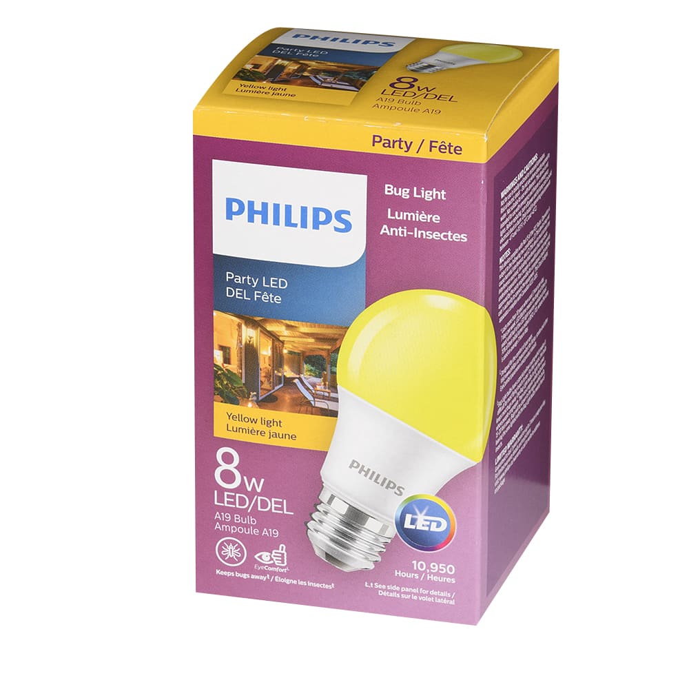 Ampoule DEL A19, 8 W jaune anti-insectes