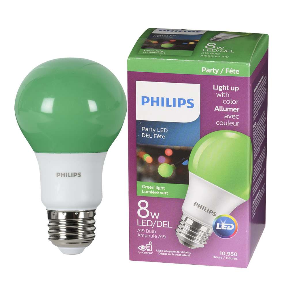 Ampoule DEL A19, 8 W vert