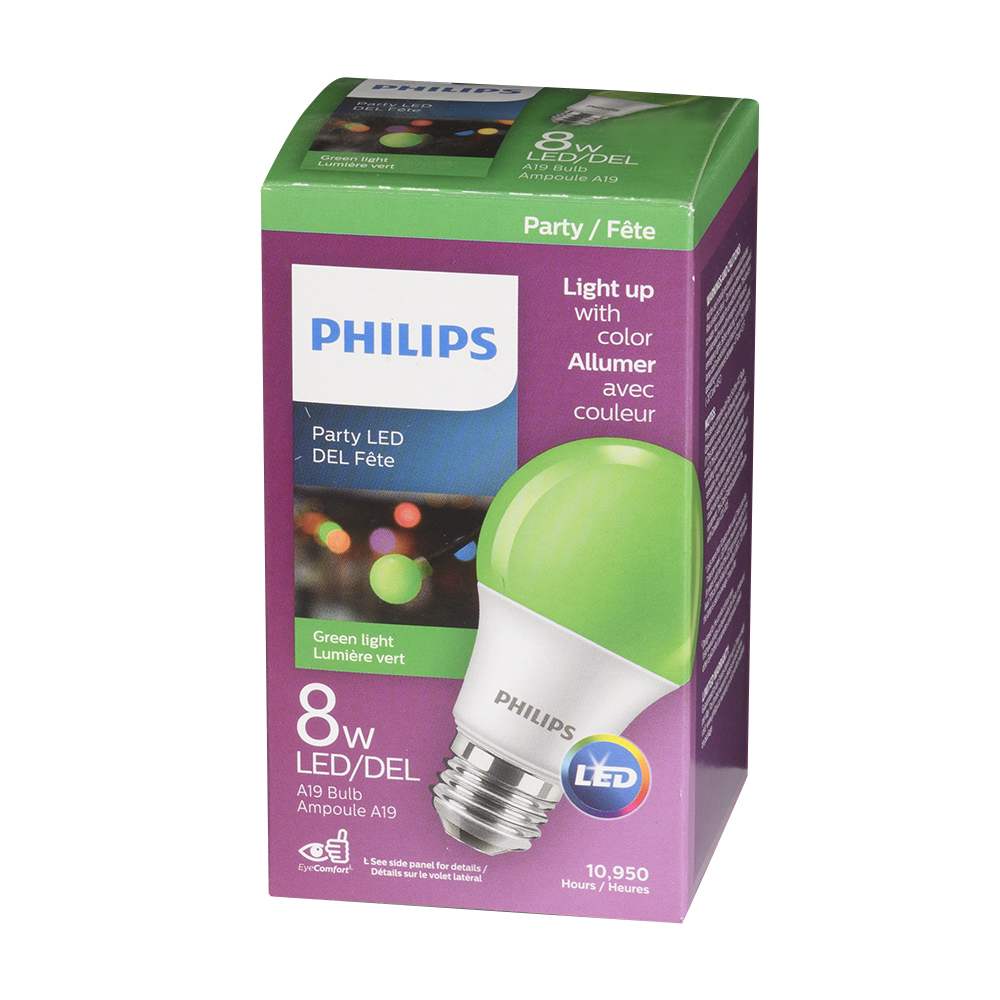 Ampoule DEL A19, 8 W vert