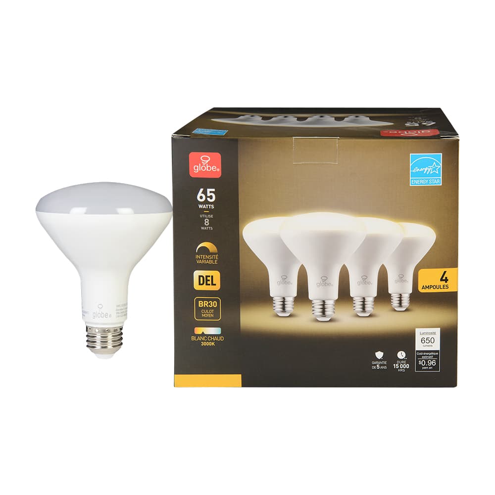 Ampoules-réflecteurs DEL BR30, 8 W Pqt/4