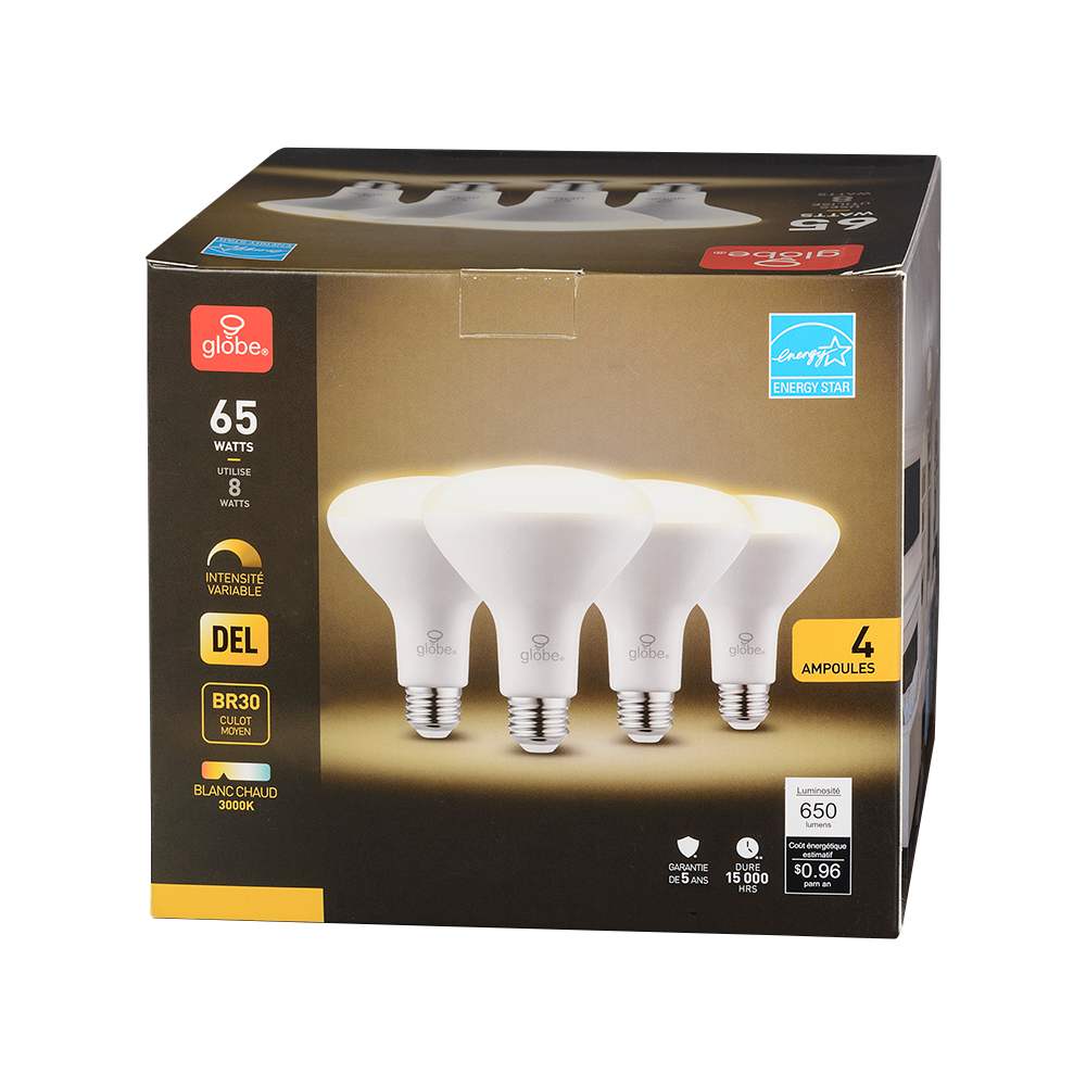 Ampoules-réflecteurs DEL BR30, 8 W Pqt/4