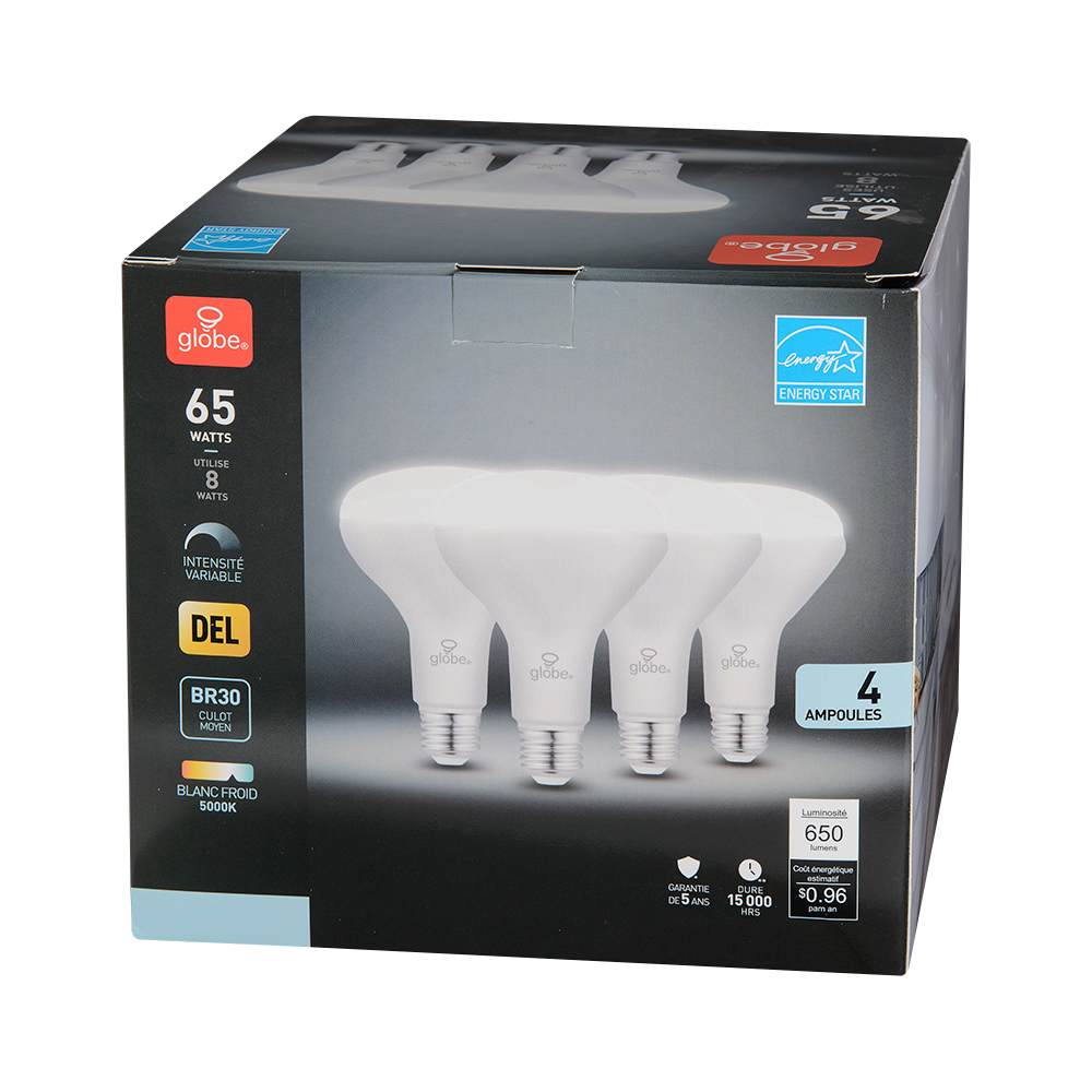 Ampoules-réflecteurs DEL BR30, 8 W Pqt/4