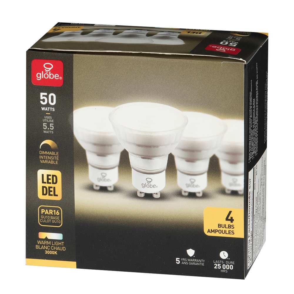 Ampoules-réflecteurs DEL GU10  5,5&nbsp;W&nbsp;Pqt/4