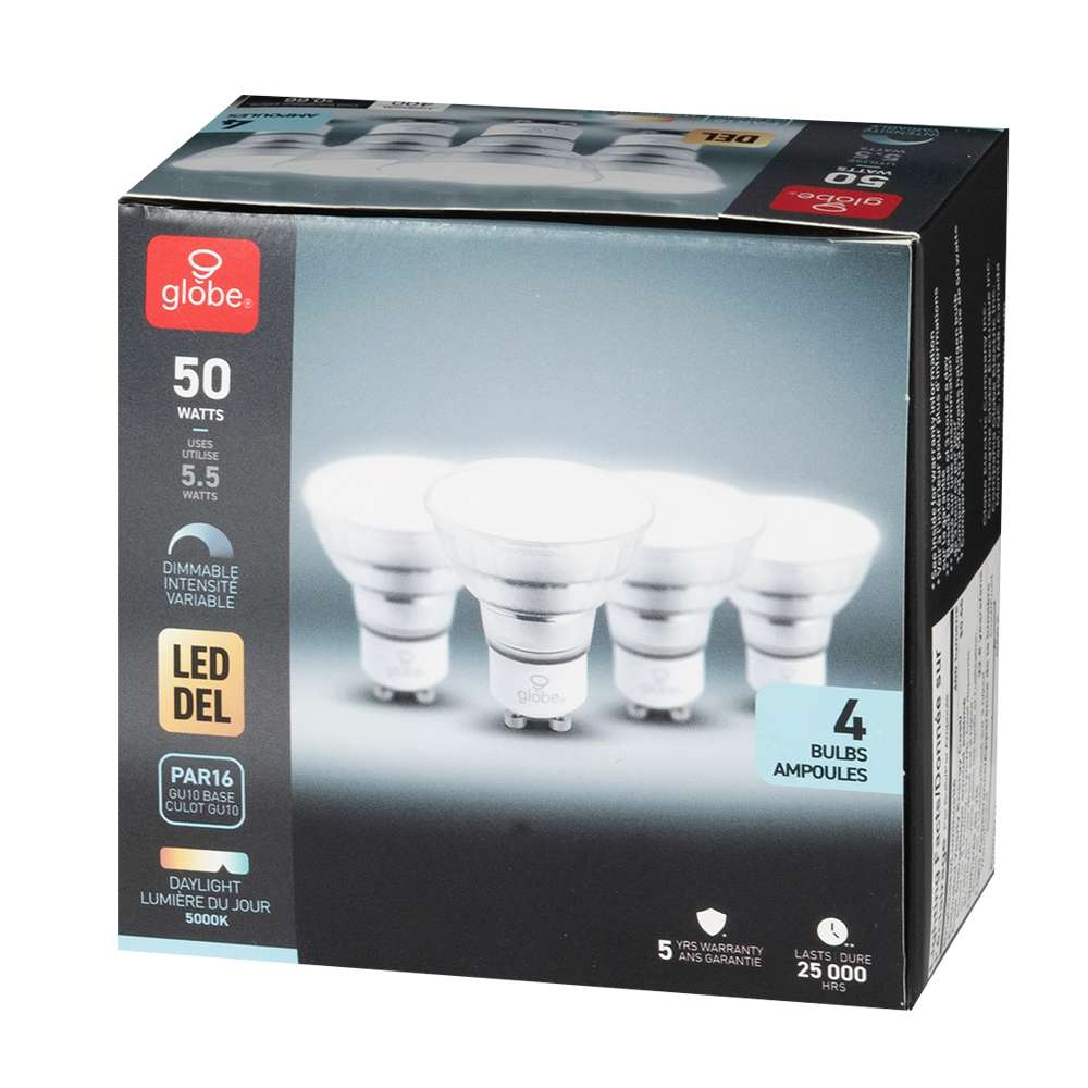 Ampoules-réflecteurs DEL GU10, 5,5&nbsp;W Pqt/4