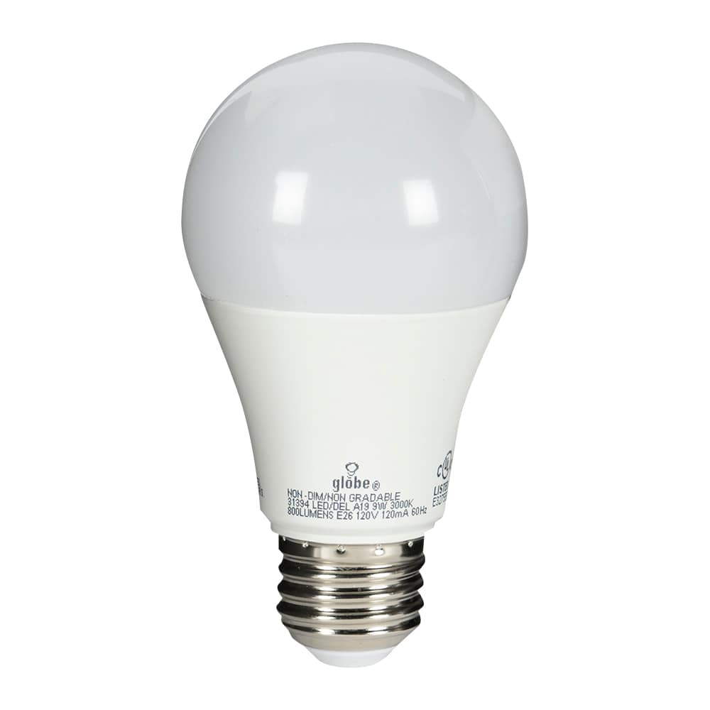 Ampoule DEL A19 blanc chaud 9 W Pqt/6