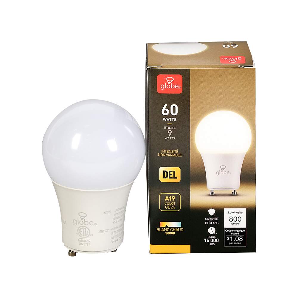 Ampoule DEL A19 à culot GU24 blanc chaud 10 W