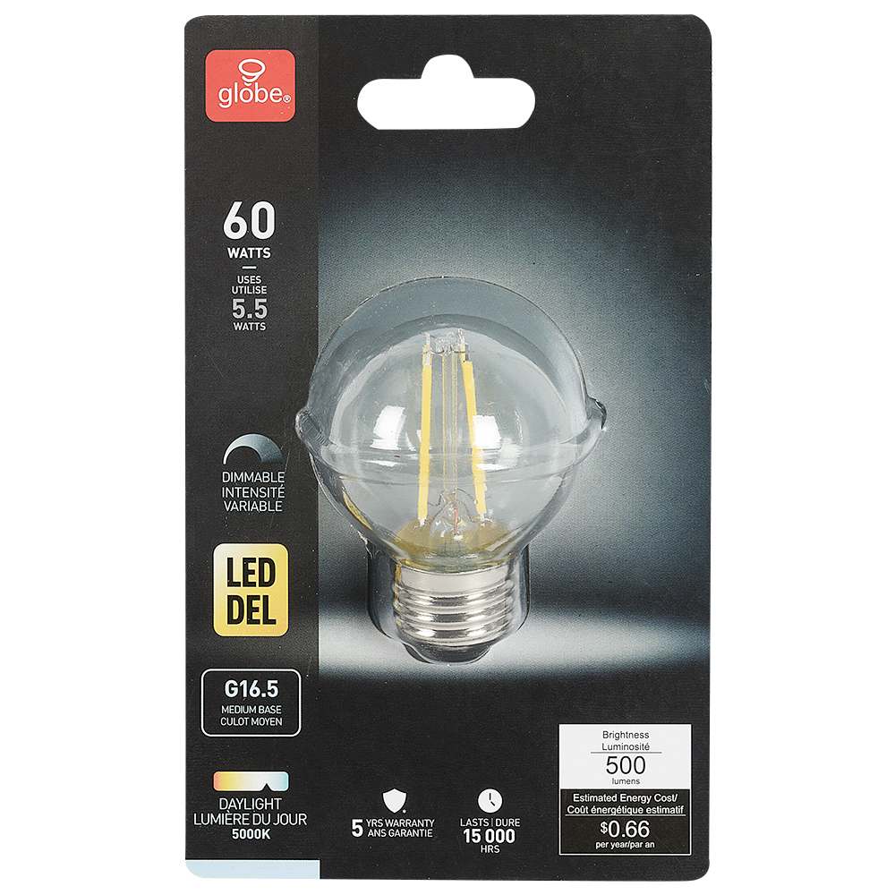 Ampoule DEL G16,5 lumière du jour 5,5&nbsp;W