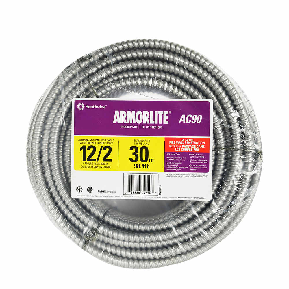 Fil électrique gainé BX 12/2, 30&nbsp;m