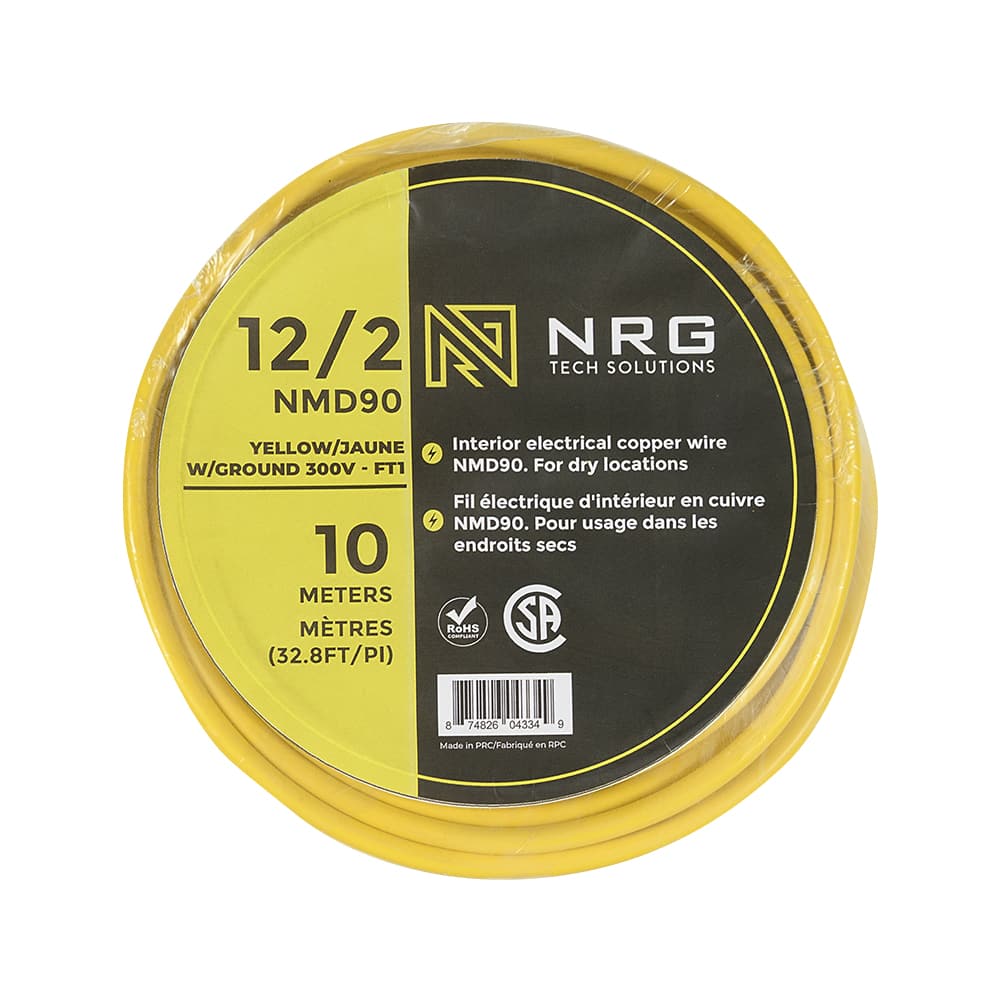 Interior Electrical Wire NMD-90, 12/2 Yellow 10 m