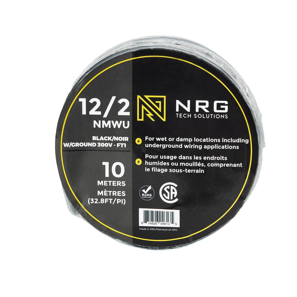 Fil électrique d'extérieur NMWU 12/2 noir 10&nbsp;m