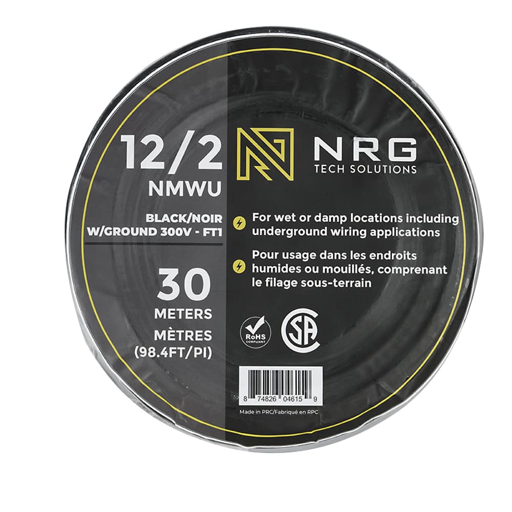 Fil électrique d'extérieur NMWU 12/2 noir 30&nbsp;m