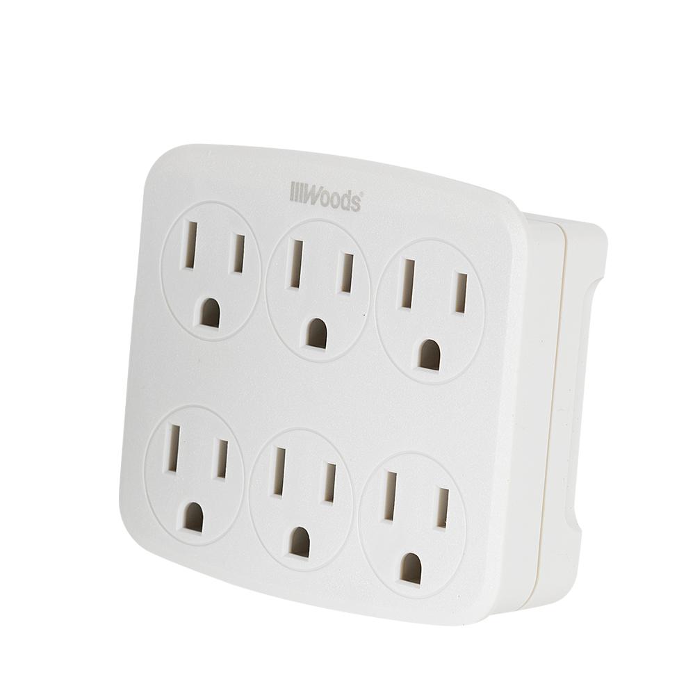6-Outlet Wall Adapter White