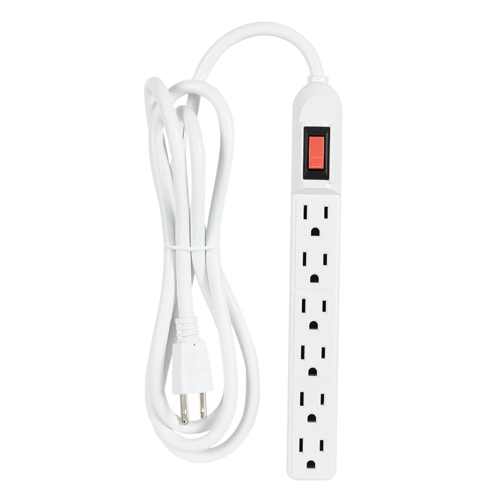 Barre d'alimentation blanche à 6 prises 6 pi