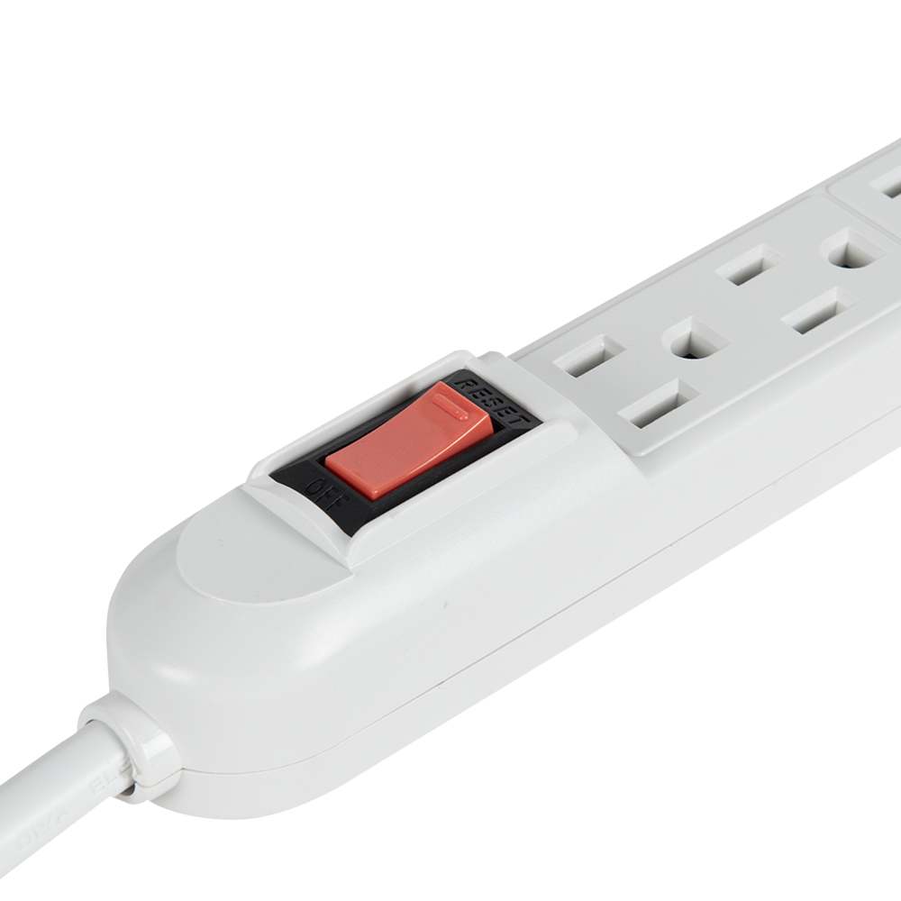 Barre d'alimentation blanche à 6 prises 6 pi