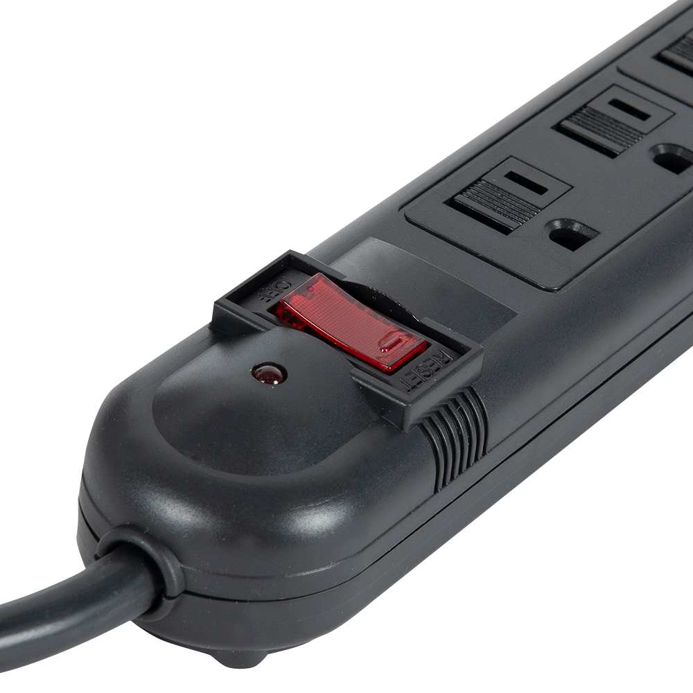 Barre d'alimentation noire à 7 prises 4 pi