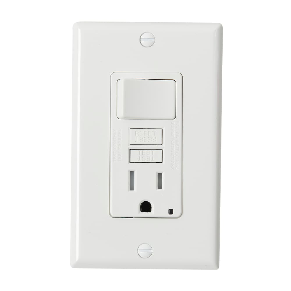Secure GFCI Electrical Outlet 15 A with Switch