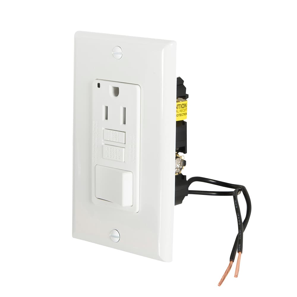 Secure GFCI Electrical Outlet 15 A with Switch