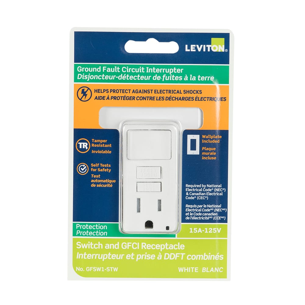 Secure GFCI Electrical Outlet 15 A with Switch