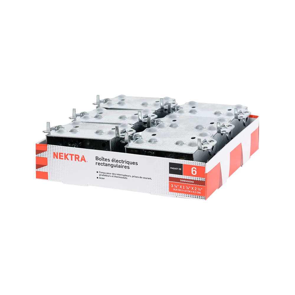 Boîtes électriques rectangulaires 2&nbsp;1/2&nbsp;po Pqt/6 NEKTRA