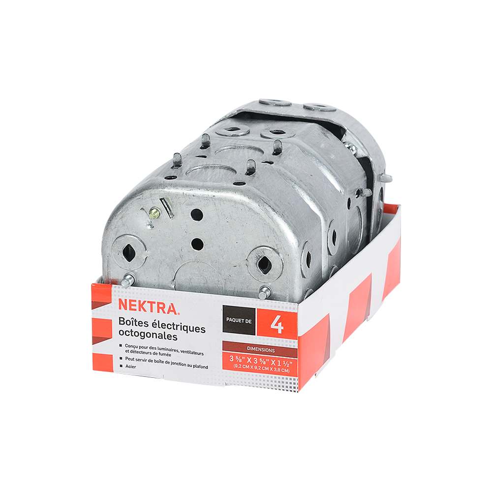 Boîtes électriques octogonales 1&nbsp;1/2&nbsp;po Pqt/4 NEKTRA
