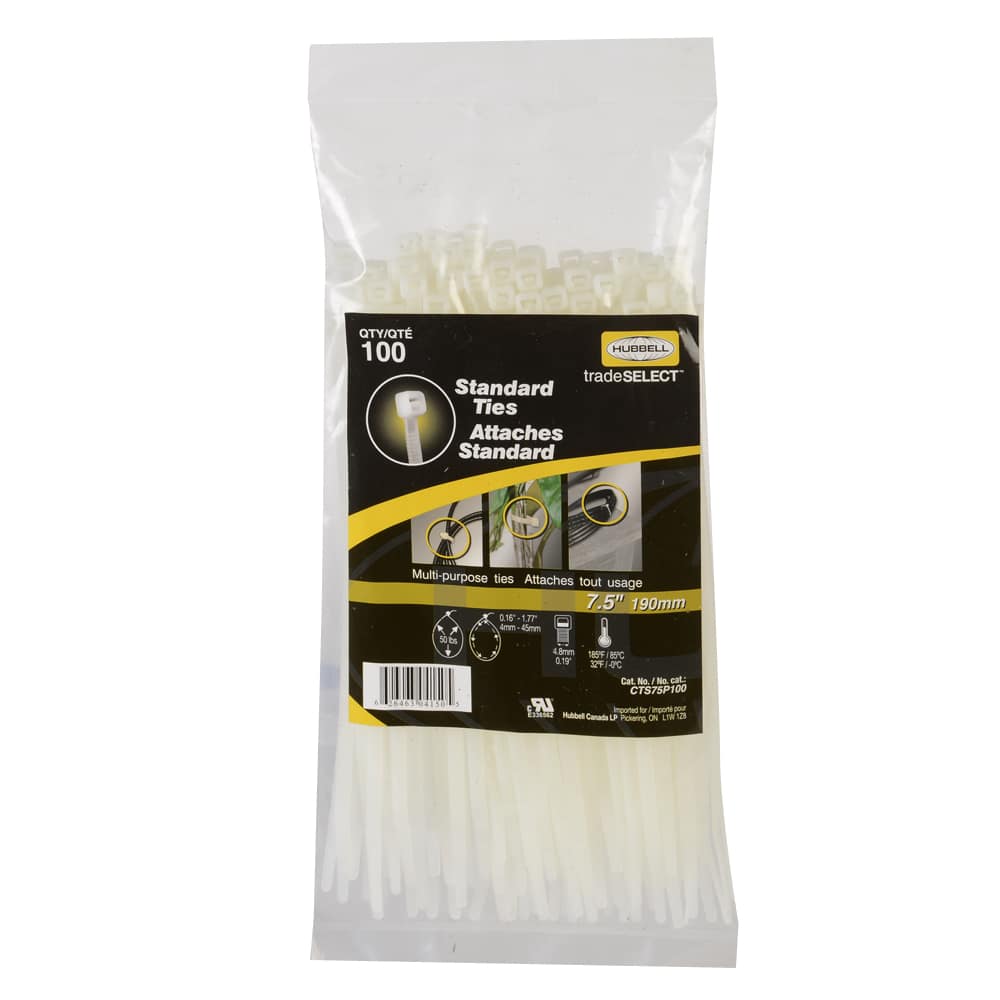 Tie Wraps 7&nbsp;1/2&nbsp;in. Pkg/100